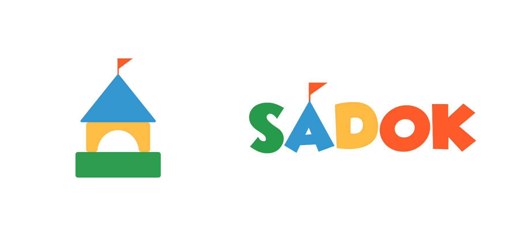 Sadok.app logo: the house mark and the wordmark whose letter A is built from that mark