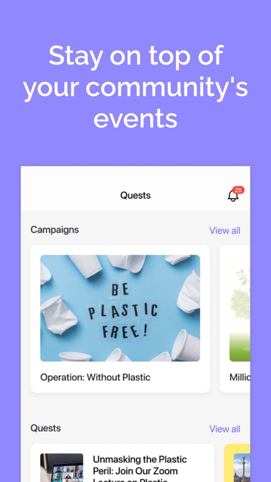 Qela home screen: campaigns and the member's quest list
