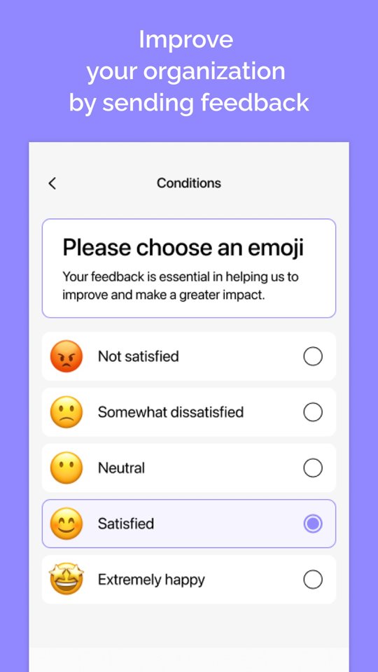 Feedback screen: choose an emoji to rate satisfaction