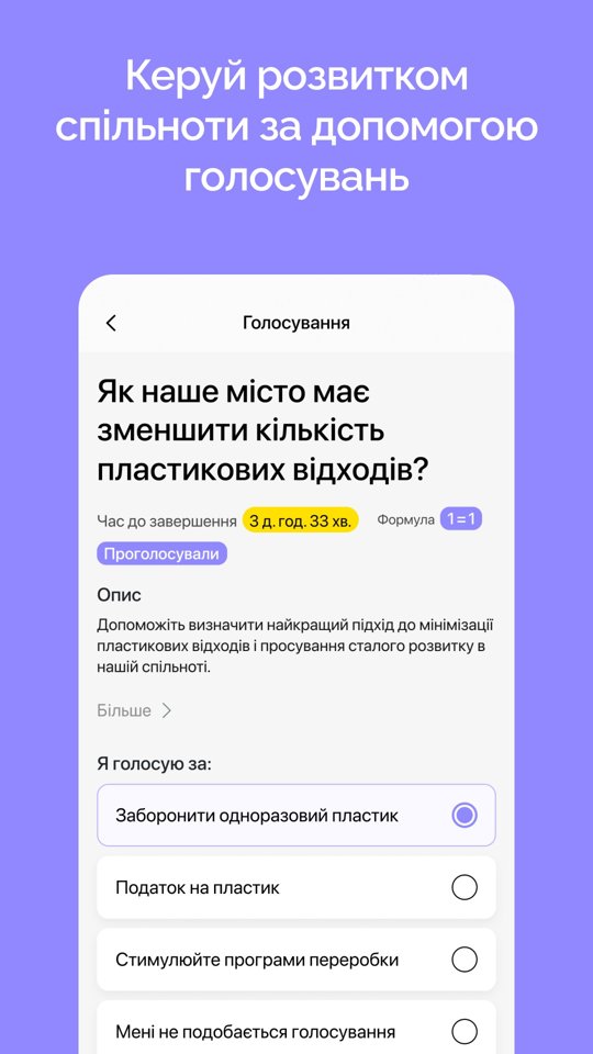 Голосование «Как наш город должен уменьшить количество пластиковых отходов» с вариантами ответа